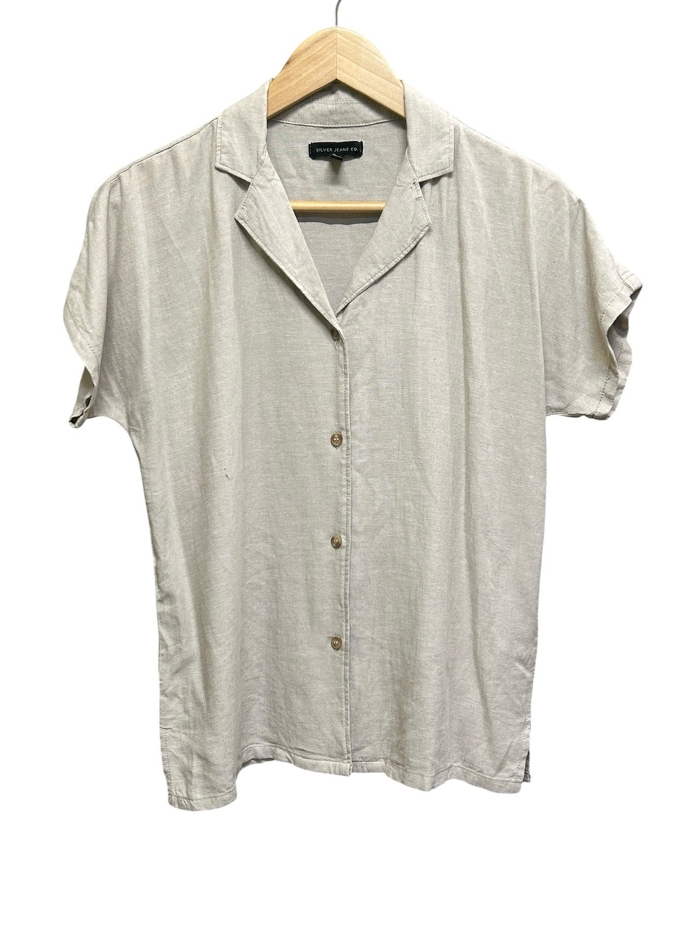 Silver Jeans Co. Linen Blend Resort Camp Shirt Neutral Size XS
